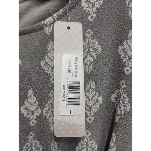 De Collection Womens Shifting Sand Dress Large Gray Garden Crest Midi Cottage - Picture 6 of 11